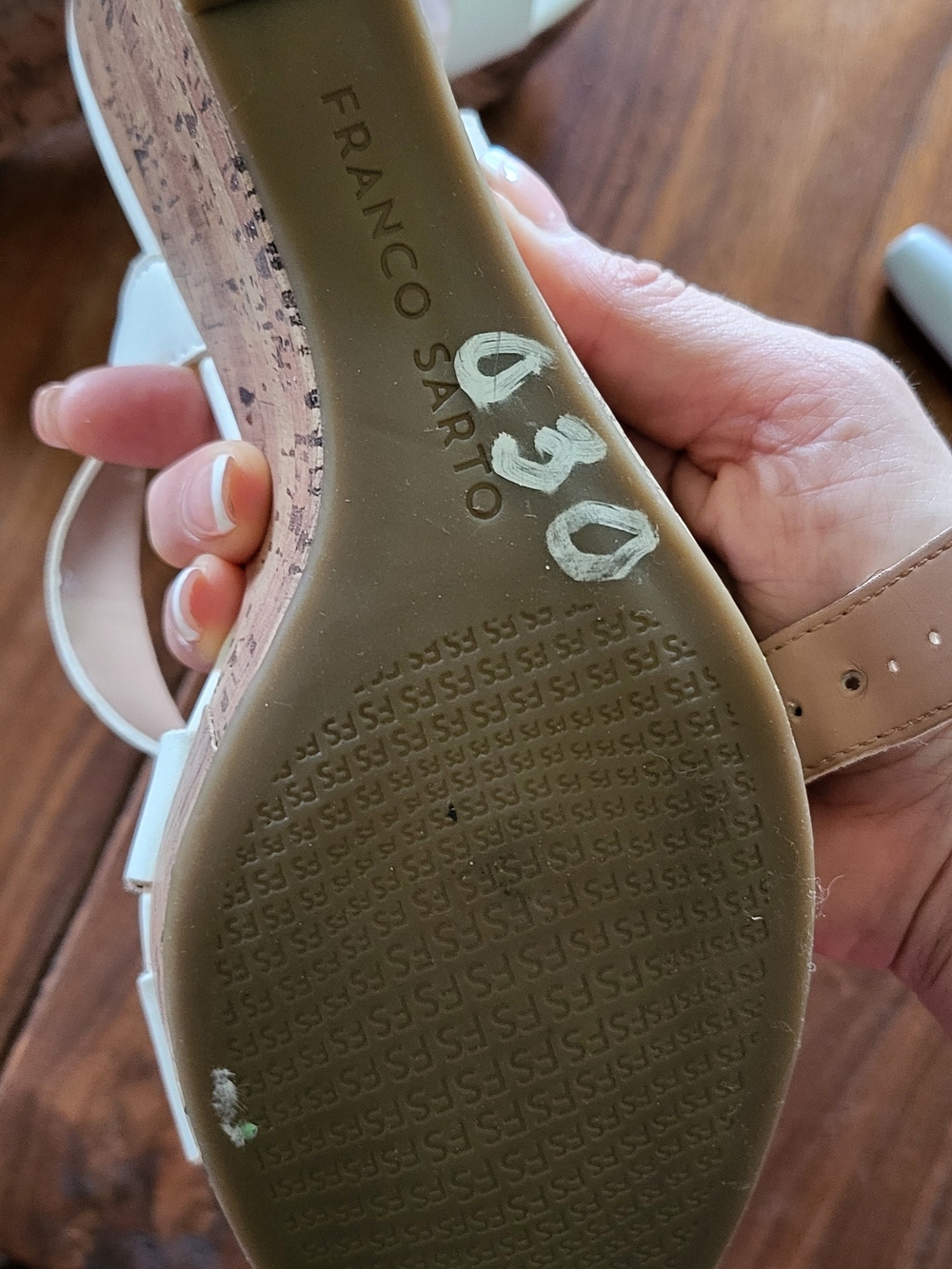 Franco Sarto White Leather Slingback Sandals - Picture 4 of 7